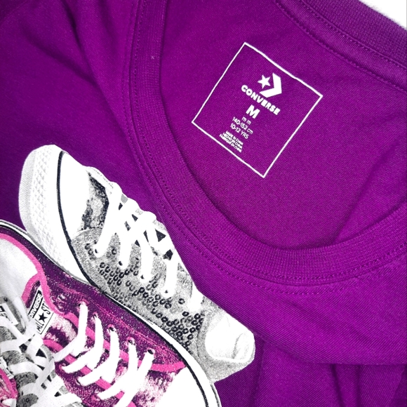 Converse | Shoes Purple Tshirt Girls Medium - Picture 4 of 5